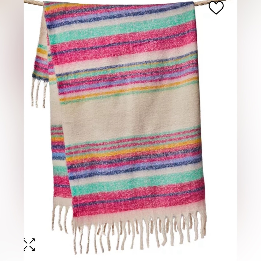 NWT - Free People Skye Stripe Fringe Throw, 50"x 60"